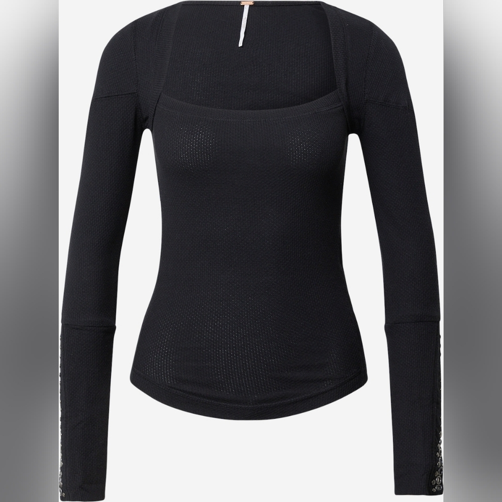 Free People A Little Unruly Top Black Metal Goth Punk Square Neckline Women's XS - Picture 2 of 6